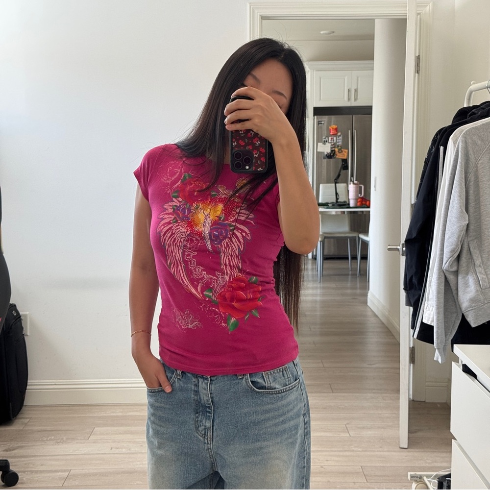 Pink Graphic Short-Sleeve Women's Tee